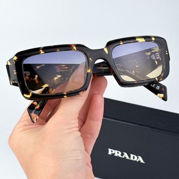 Prada PR27ZS 16O50E BRAND NEW Sunglasses Black Tortoise Gradient Yellow Unisex - Picture 2 of 10